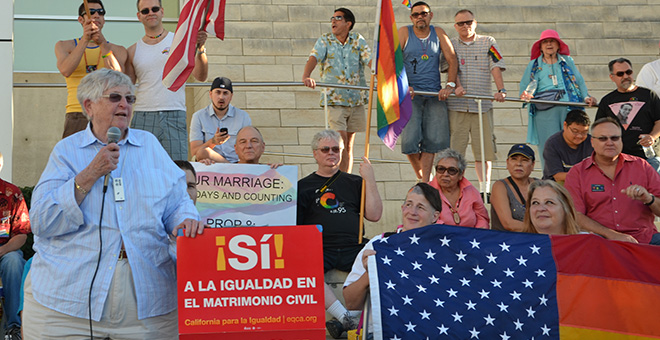Wiggsy Sivertsen Speaking at a Marriage Equality Rally in 2013 after DOMA.