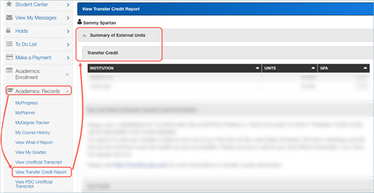 Where to view transfer credit report on My九州体育